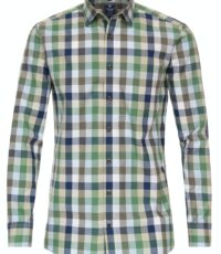 Redmond overhemd grote maat lange mouw blauw groen en beige ruit button down