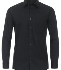 Redmond overhemd grote maat lange mouw uni zwart strijkvrij