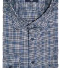 Marvelis grote maat overhemd lange mouw blauw geruit