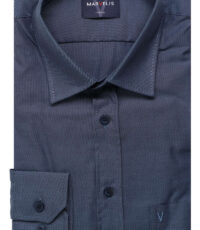 Marvelis grote maat overhemd lange mouw uni blauw