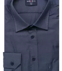 Marvelis grote maat overhemd lange mouw uni blauw