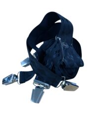 Extra lange bretels donkerblauw ruit motief glansgaren 140cm