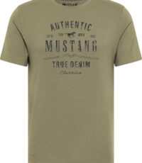 Mustang ronde hals t-shirt korte mouw olijfgroen