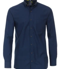 Redmond overhemd grote maat lange mouw uni donkerblauw button down