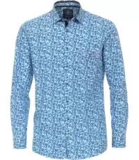 Redmond overhemd lange mouw blauw blad design