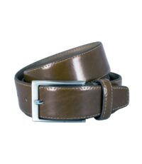 Rund lederen extra lange riem 3,5cm breed donkerbruin