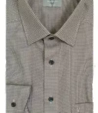 Marvelis grote maat overhemd lange mouw beige met donkerblauw fantasie design