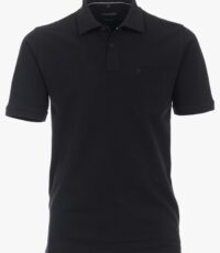 Casa Moda grote maat poloshirt uni blauw met borstzak