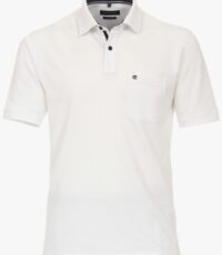 Casa Moda grote maat poloshirt uni wit met borstzak