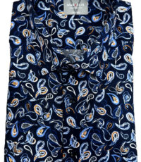 Marvelis overhemd korte mouw donkerblauw paisley design