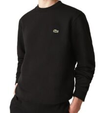 Lacoste grote maat sweater ronde hals zwart