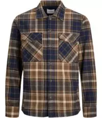 Jack & Jones overshirt bruin en blauwe ruit flanel