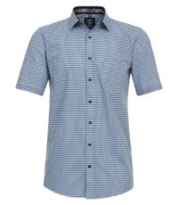 Redmond overhemd korte mouw blauw wit en donkerblauw fantasie design