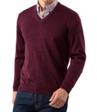 Sailing Comp. grote maat v-hals trui bordeauxrood 50% wol en 50%acryl