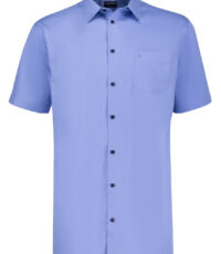 Adamo grote maat overhemd korte mouw uni blauw met borstzakje