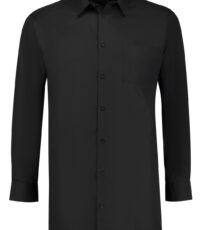 Adamo grote maat overhemd lange mouw uni zwart met borstzakje