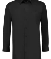 Adamo grote maat overhemd lange mouw uni zwart met borstzakje