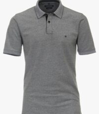 Casa Moda grote maat stretch poloshirt grijs gemêleerd