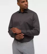 Eterna overhemd extra lange mouw uni donkergrijs strijkvrij