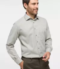 Eterna overhemd lange mouw met borstzakje in uni groen design