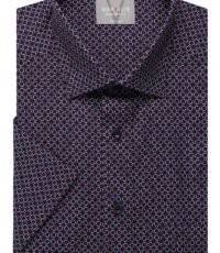 Marvelis grote maat overhemd korte mouw blauw en rood fantasie design