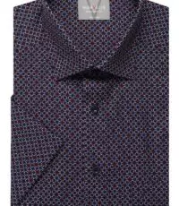 Marvelis grote maat overhemd korte mouw blauw en rood fantasie design