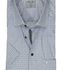 Marvelis grote maat overhemd korte mouw blauw en wit fantasie patroon