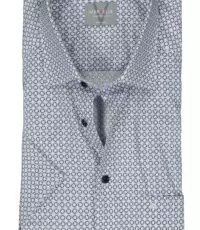 Marvelis grote maat overhemd korte mouw blauw en wit fantasie patroon