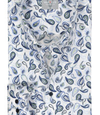 Marvelis grote maat overhemd korte mouw blauw, groen en wit fantasie design