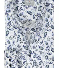 Marvelis grote maat overhemd korte mouw blauw, groen en wit fantasie design