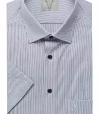Marvelis grote maat overhemd korte mouw lichtblauw lengte streepje strijkvrij