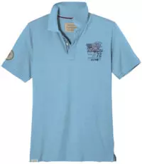Redfield grote maat poloshirt korte mouw lichtblauw met applicatie