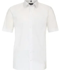 Redmond grote maat overhemd korte mouw met borstzakje uni wit strijkvrij