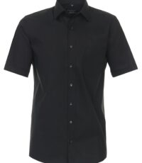 Redmond grote maat overhemd korte mouw met borstzakje uni zwart strijkvrij