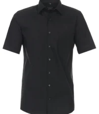 Redmond grote maat overhemd korte mouw met borstzakje uni zwart strijkvrij