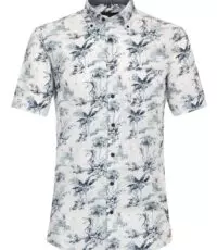 Casa Moda overhemd grote maat korte mouw met borstzakje in een palmbomen fantasie design