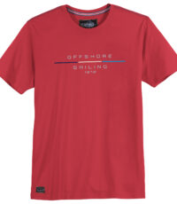 Redfield grote maat t-shirt korte mouw en ronde hals in rood Off Shore
