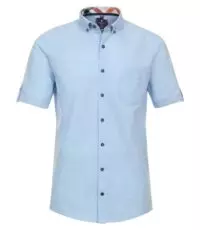 Redmond grote maat overhemd korte mouw met borstzakje blauw button down