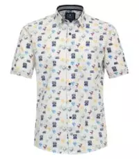 Redmond grote maat overhemd korte mouw met borstzakje in beach design