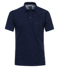 Redmond korte mouw poloshirt met borstzakje blauw blad design