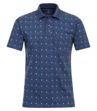 Redmond korte mouw poloshirt met borstzakje in blauw met palmboompjes design