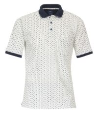 Redmond korte mouw poloshirt met borstzakje in een wit fantasie design