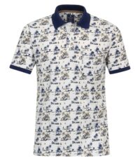 Redmond korte mouw poloshirt met borstzakje in wit met Hawaii design