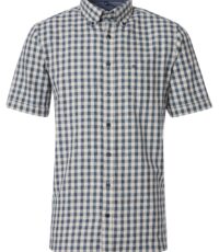 Casa Moda grote maat overhemd korte mouw blauw en beige ruit button down