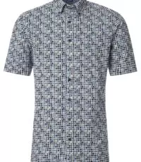 Casa Moda grote maat overhemd korte mouw meer kleurig cirkel design