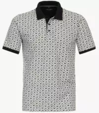 Casa Moda grote maat poloshirt blauw wit en okergeel design