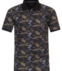 Casa Moda grote maat poloshirt donkerblauw palmboom design