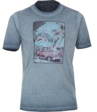 Casa Moda grote maat t-shirt vitage blauw volks wagen T1 met flamingo
