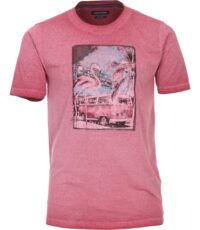 Casa Moda grote maat t-shirt vitage roze volks wagen T1 met flamingo