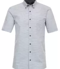 Casa Moda overhemd grote maat korte mouw met borstzakje blauw en wit streepjes design
